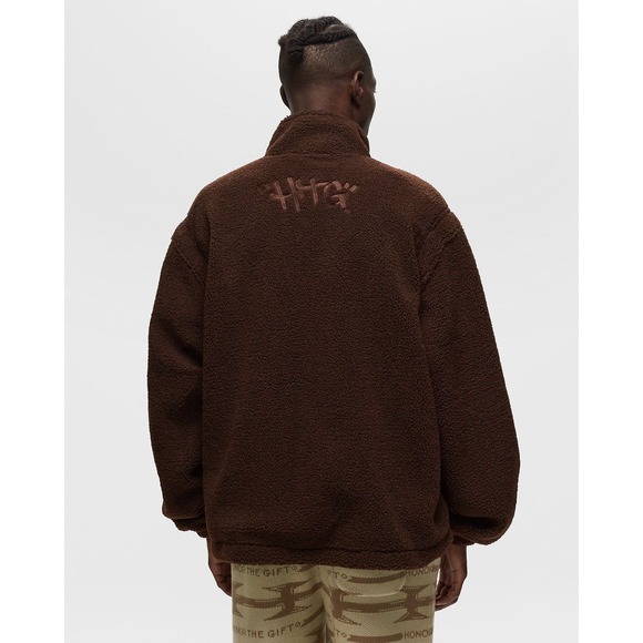 Honor‎ The Gift Script Sherpa Pullover Brown HTG230361 Size L (Oversized Fit) - Picture 2 of 14
